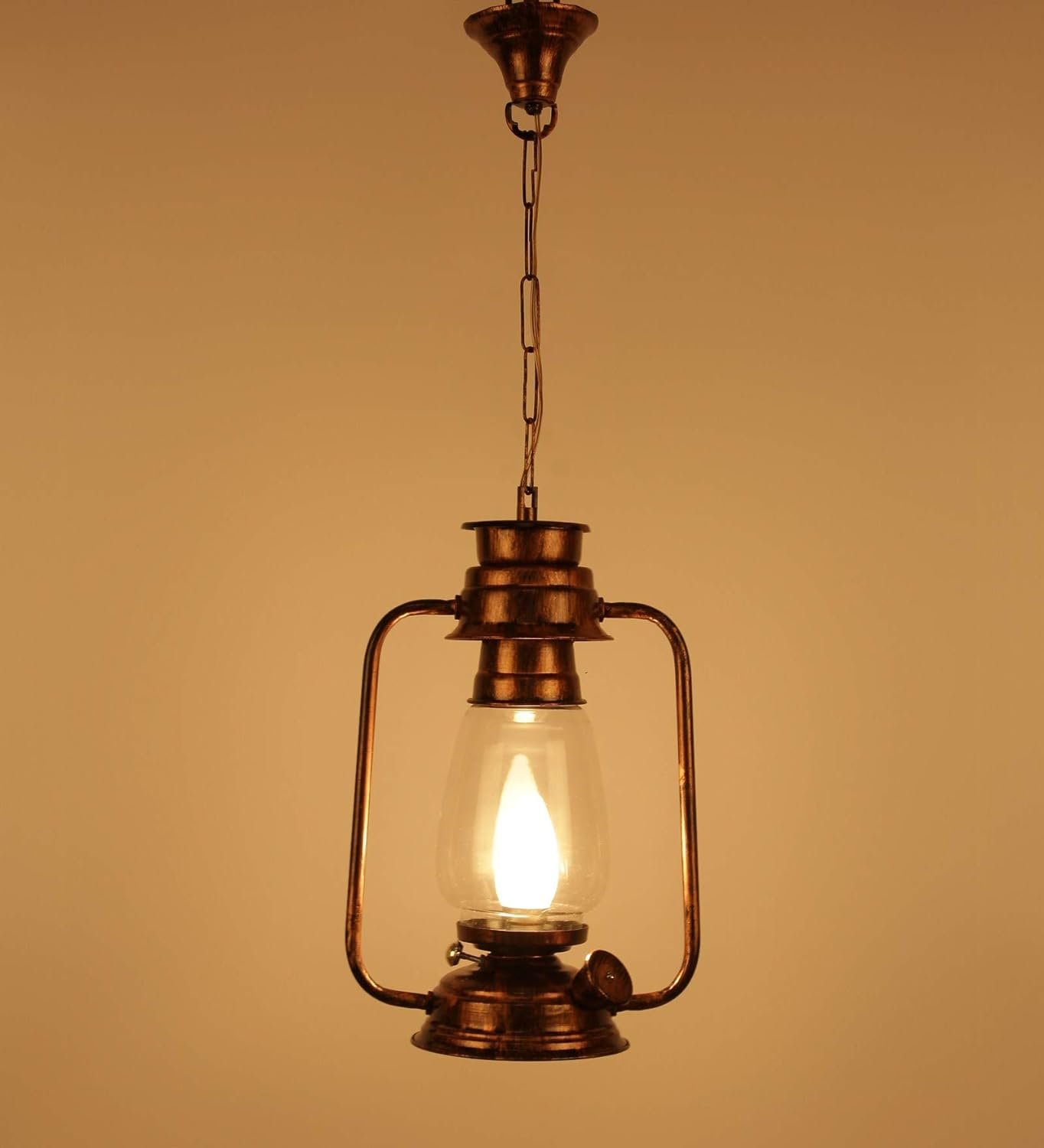 Copper Clear Glass Lantern Hanging (Clear)