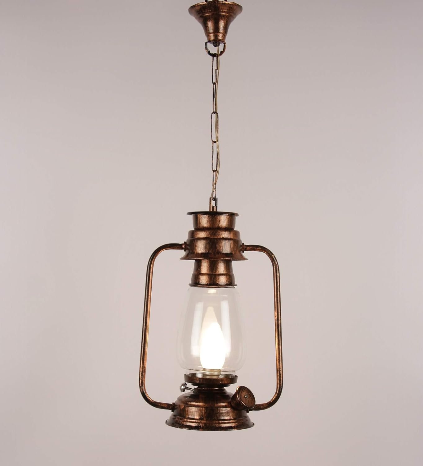 Copper Clear Glass Lantern Hanging (Clear)