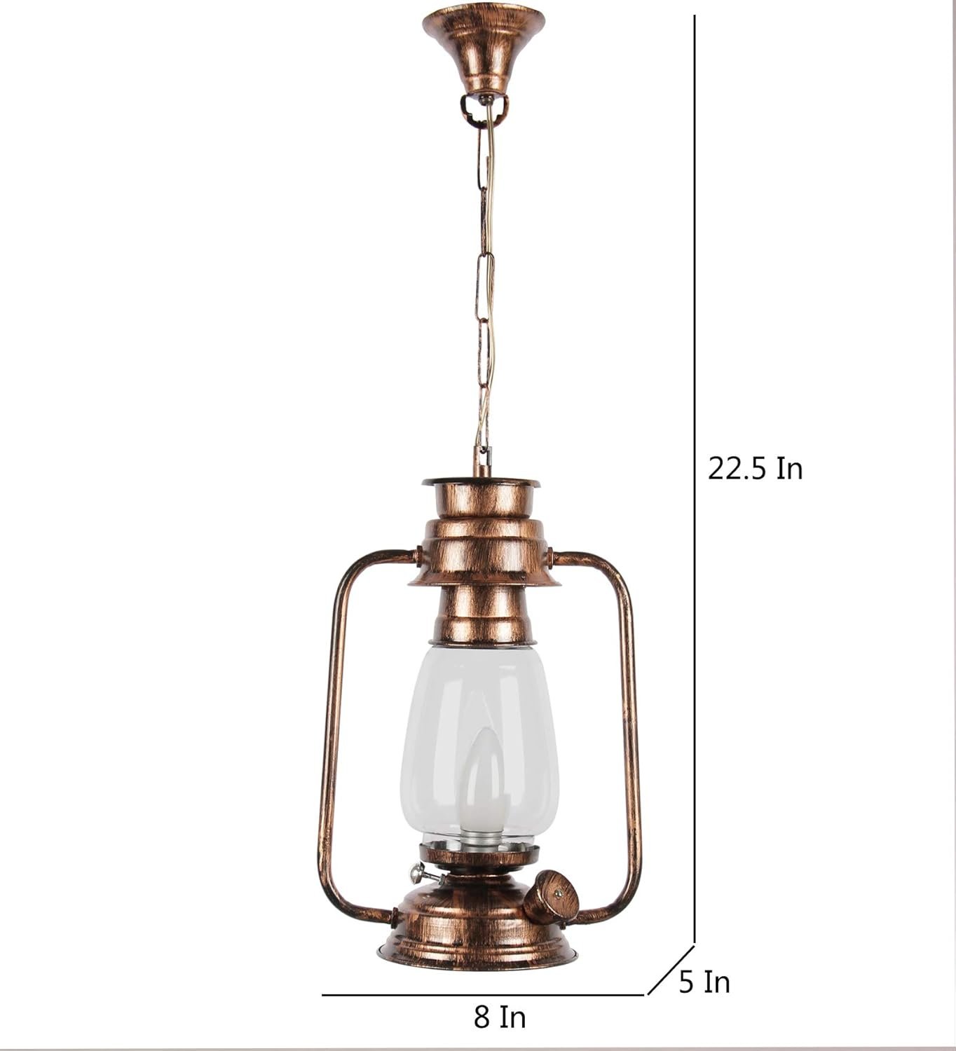 Copper Clear Glass Lantern Hanging (Clear)