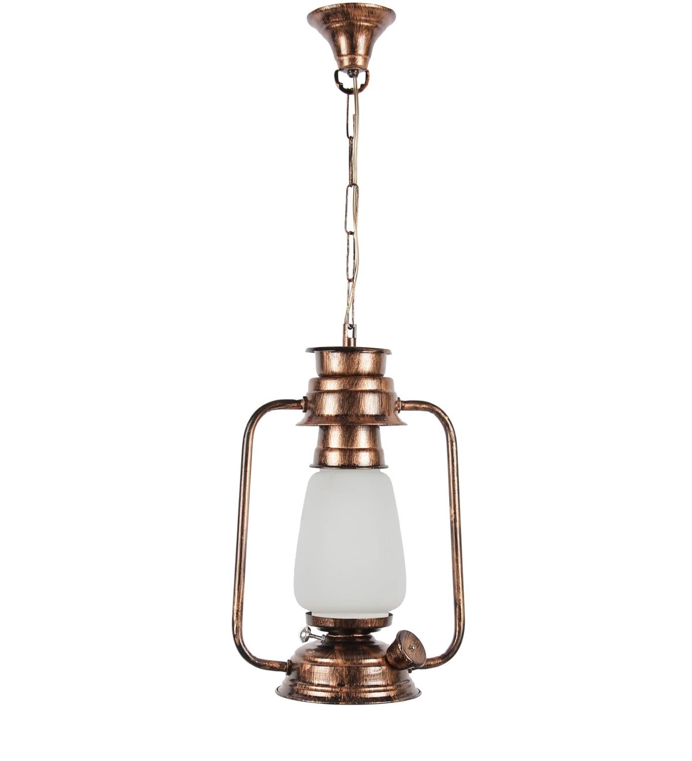 Copper White Glass Lantern Hanging (White)