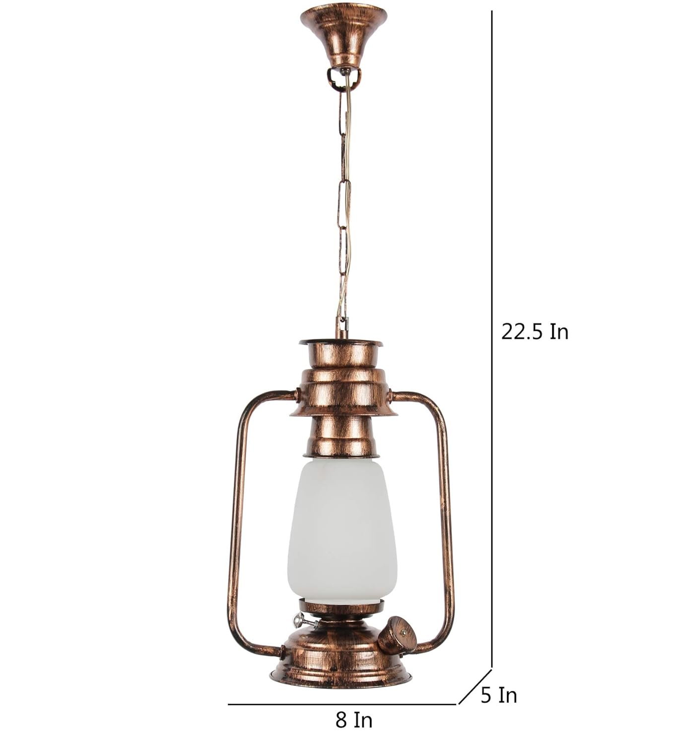 Copper White Glass Lantern Hanging (White)