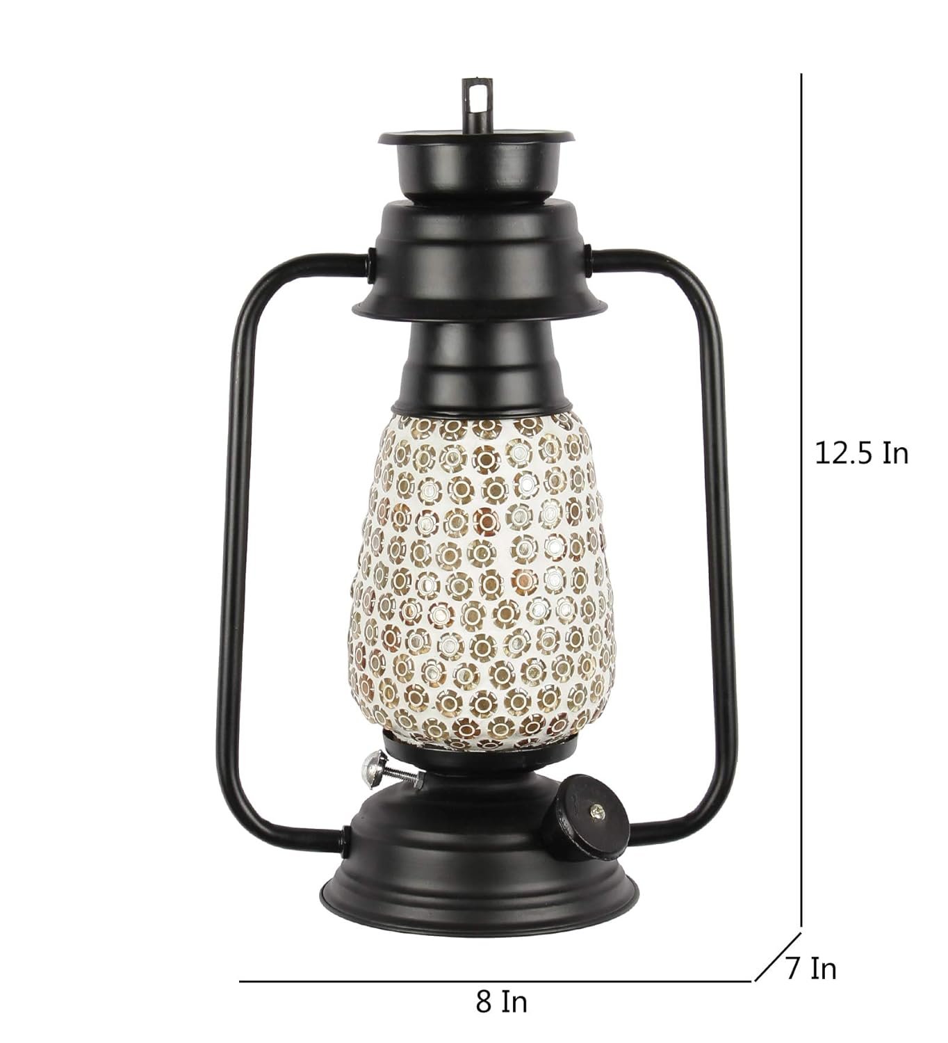 Black Mosaic Glass Lantern Wall Mounted Lamp (Multicolor)