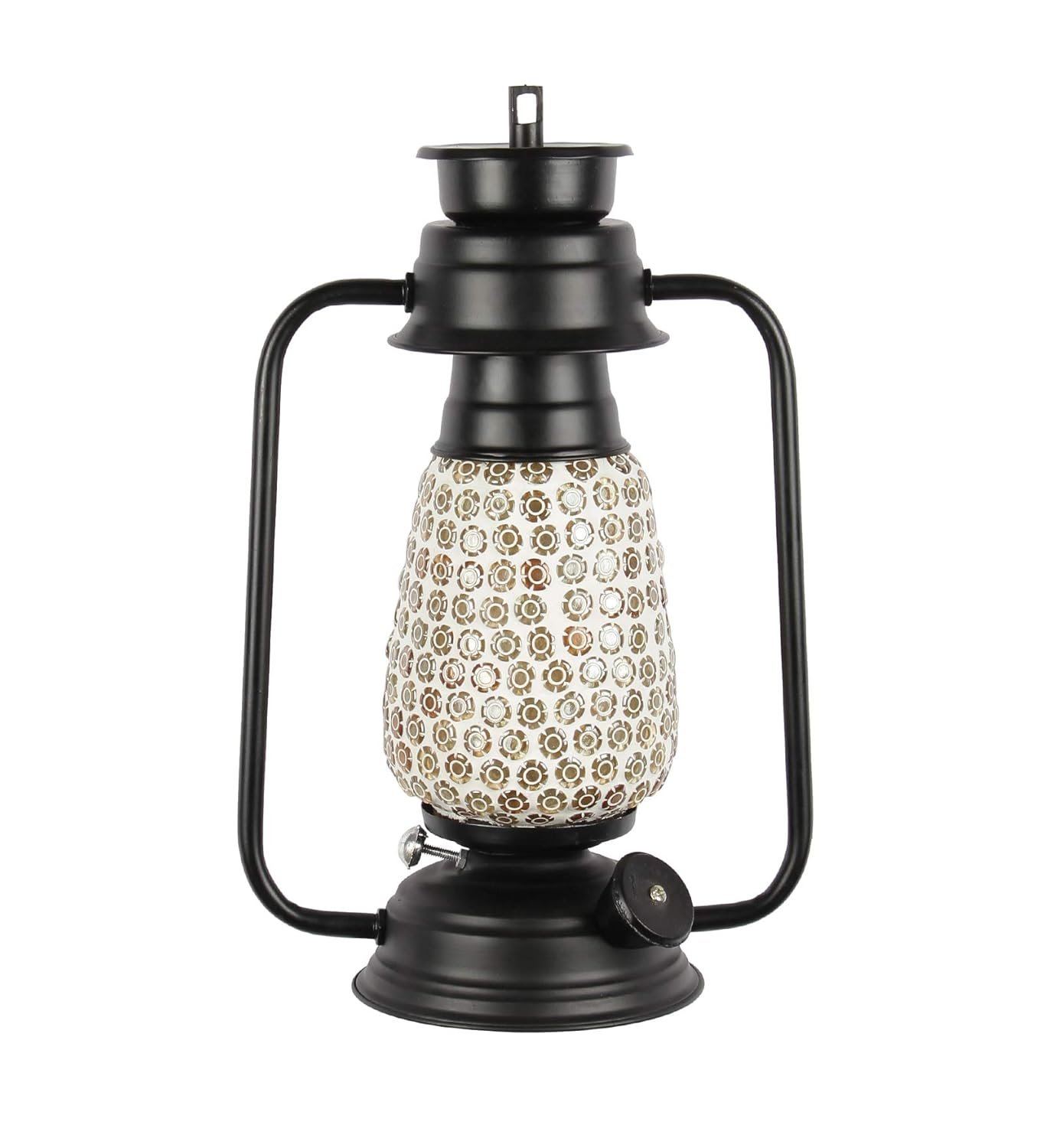 Black Mosaic Glass Lantern Wall Mounted Lamp (Multicolor)