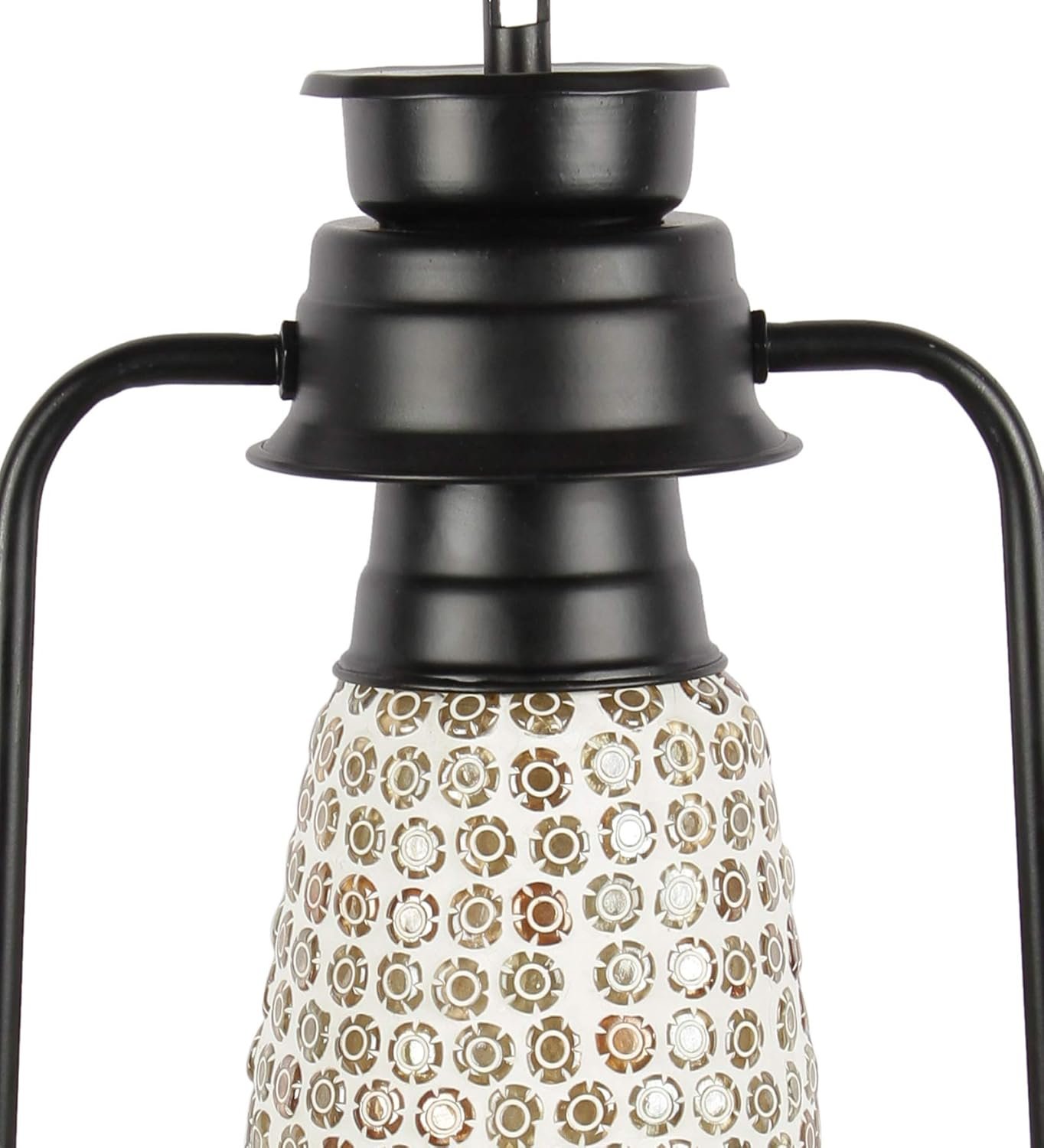 Black Mosaic Glass Lantern Wall Mounted Lamp (Multicolor)