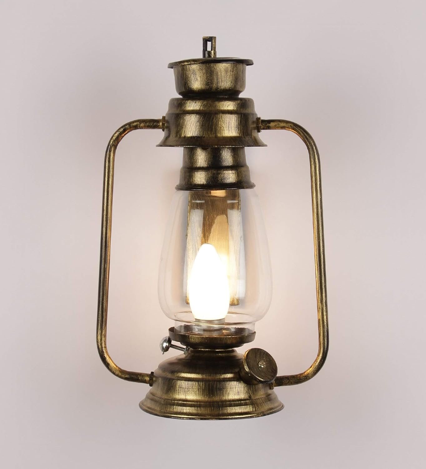 Glass Lantern Wall Mounted Lamp (Golden Clear)