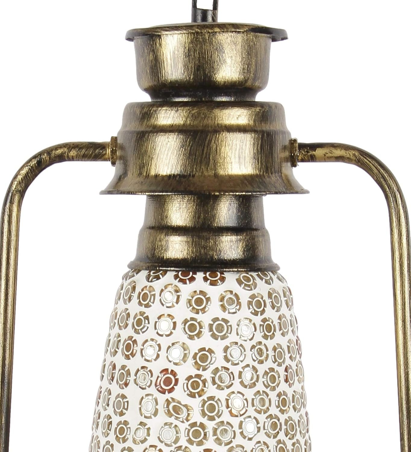 Golden Mosaic Glass Lantern Wall Mounted Lamp (Multicolor)