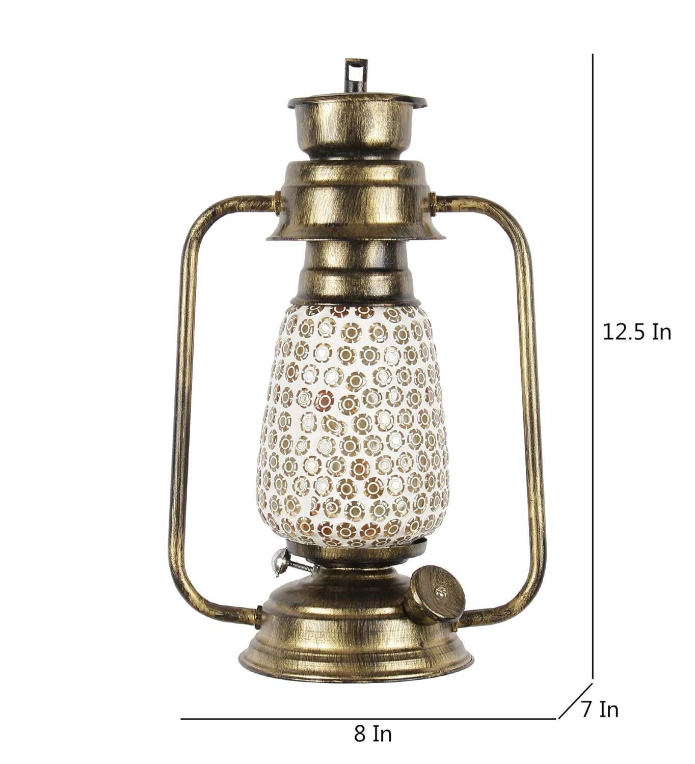Golden Mosaic Glass Lantern Wall Mounted Lamp (Multicolor)