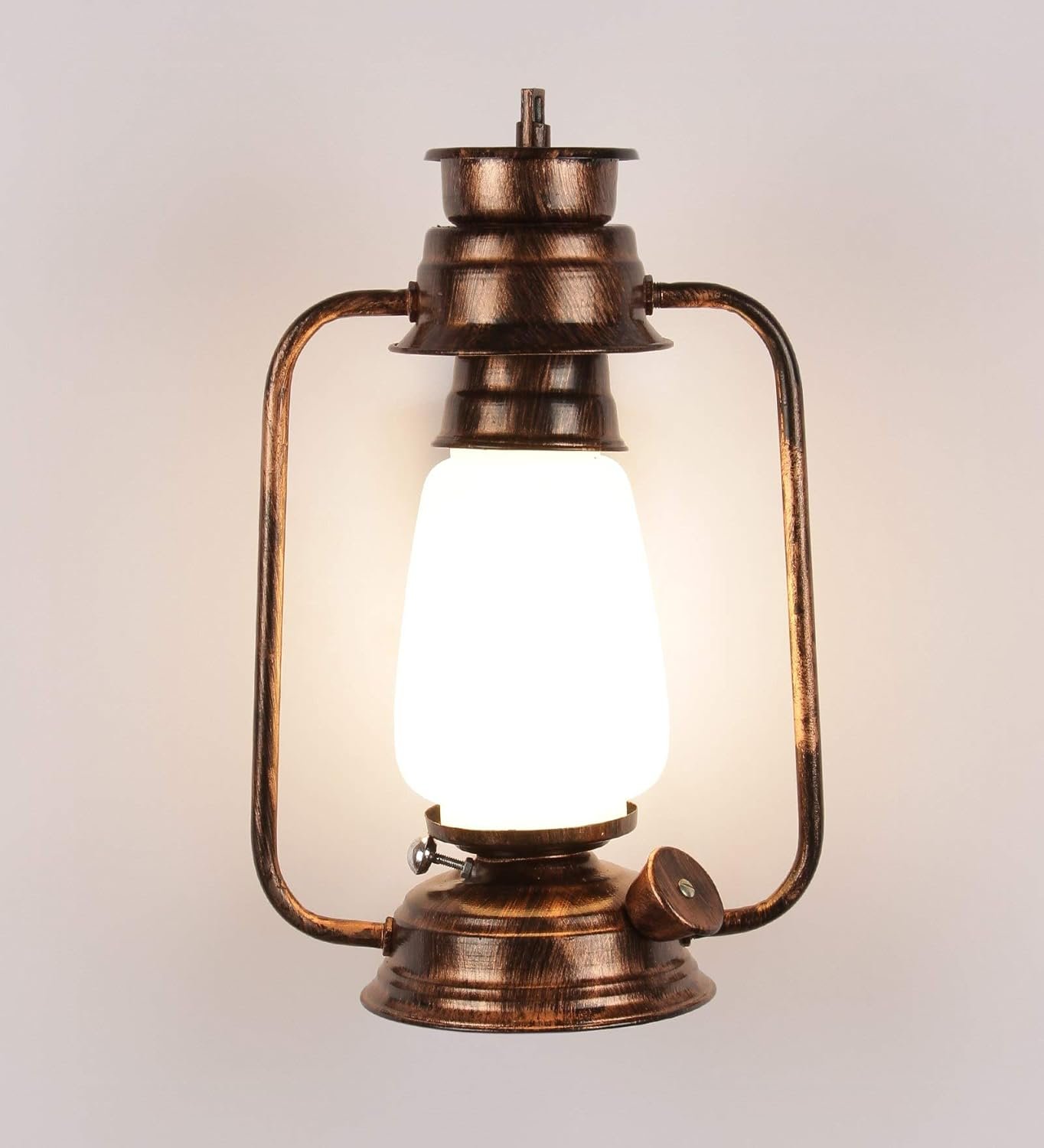 Copper Milky Glass Lantern Wall Mounted Lamp (White)