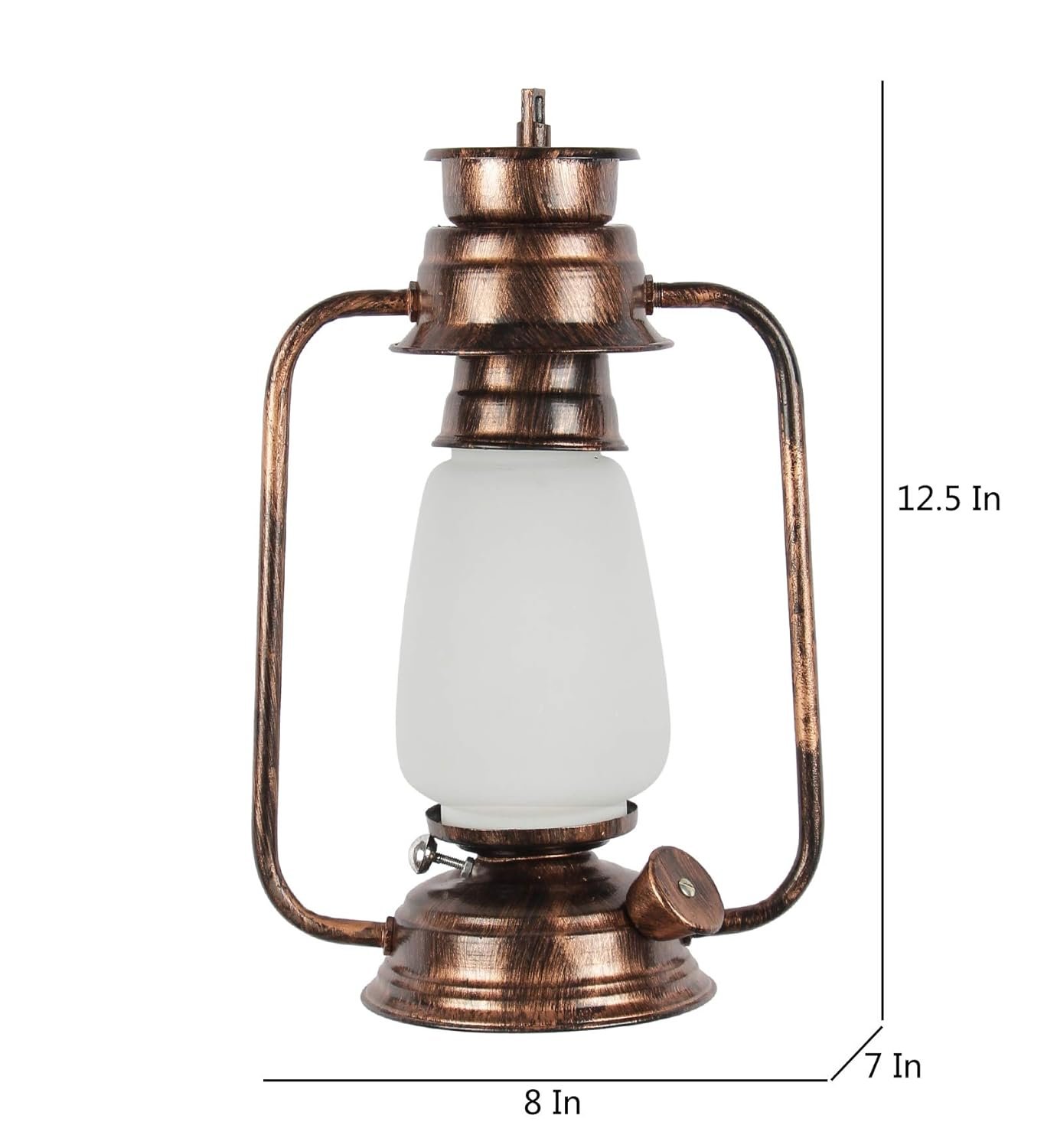 Copper Milky Glass Lantern Wall Mounted Lamp (White)