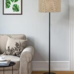 Beige Jute Drum Shade with Iron Floor lamp with Wood Base for Decoration/Office/Home/Gifting/Study .-(12x12x58.5 Inches)
