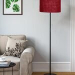 Maroon Jute Drum Shade with Iron Floor lamp with Wood Base for Decoration/Office/Home/Gifting/Study .-(12x12x58.5 Inches)