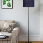 Blue Jute Drum Shade with Iron Floor lamp with Wood Base for Decoration/Office/Home/Gifting/Study .-(12x12x58.5 Inches)