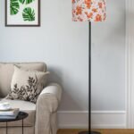 Multicolor Cotton Cotton Drum Shade with Iron Floor lamp with Wood Base for Decoration/Office/Home/Gifting/Study .-(12x12x58.5 Inches)-2