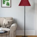 Maroon Jute Conical Shade with Iron Floor lamp with Wood Base for Decoration/Office/Home/Gifting/Study .-(14x14x58.7 Inches)