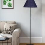 Blue Jute Conical Shade with Iron Floor lamp with Wood Base for Decoration/Office/Home/Gifting/Study .-(14x14x58.7 Inches)