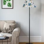 Multicolor Cotton Cotton Conical Shade with Iron Floor lamp with Wood Base for Decoration/Office/Home/Gifting/Study .-(14x14x58.7 Inches)-6
