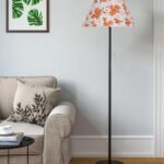 Multicolor Cotton Cotton Conical Shade with Iron Floor lamp with Wood Base for Decoration/Office/Home/Gifting/Study .-(14x14x58.7 Inches)-4
