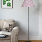 Multicolor Cotton Cotton Conical Shade with Iron Floor lamp with Wood Base for Decoration/Office/Home/Gifting/Study .-(14x14x58.7 Inches)-5
