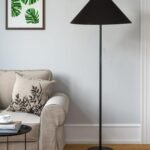 Black Cotton Coolie Shade with Iron Floor lamp with Wood Base for Decoration/Office/Home/Gifting/Study .-(13x13x55.7 Inches)