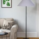 Grey Cotton Coolie Shade Floor lamp with Black Wood Base for Decoration/Office/Home/Gifting/Study (13x13x55.7 Inches)