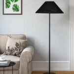 Black Jute Coolie Shade Floor lamp with Black Wood Base for Decoration/Office/Home/Gifting/Study .(13x13x55.7 Inches)