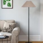 Beige Jute Coolie Shade Floor lamp with Black Wood Base for Decoration/Office/Home/Gifting/Study .(13x13x55.7 Inches)