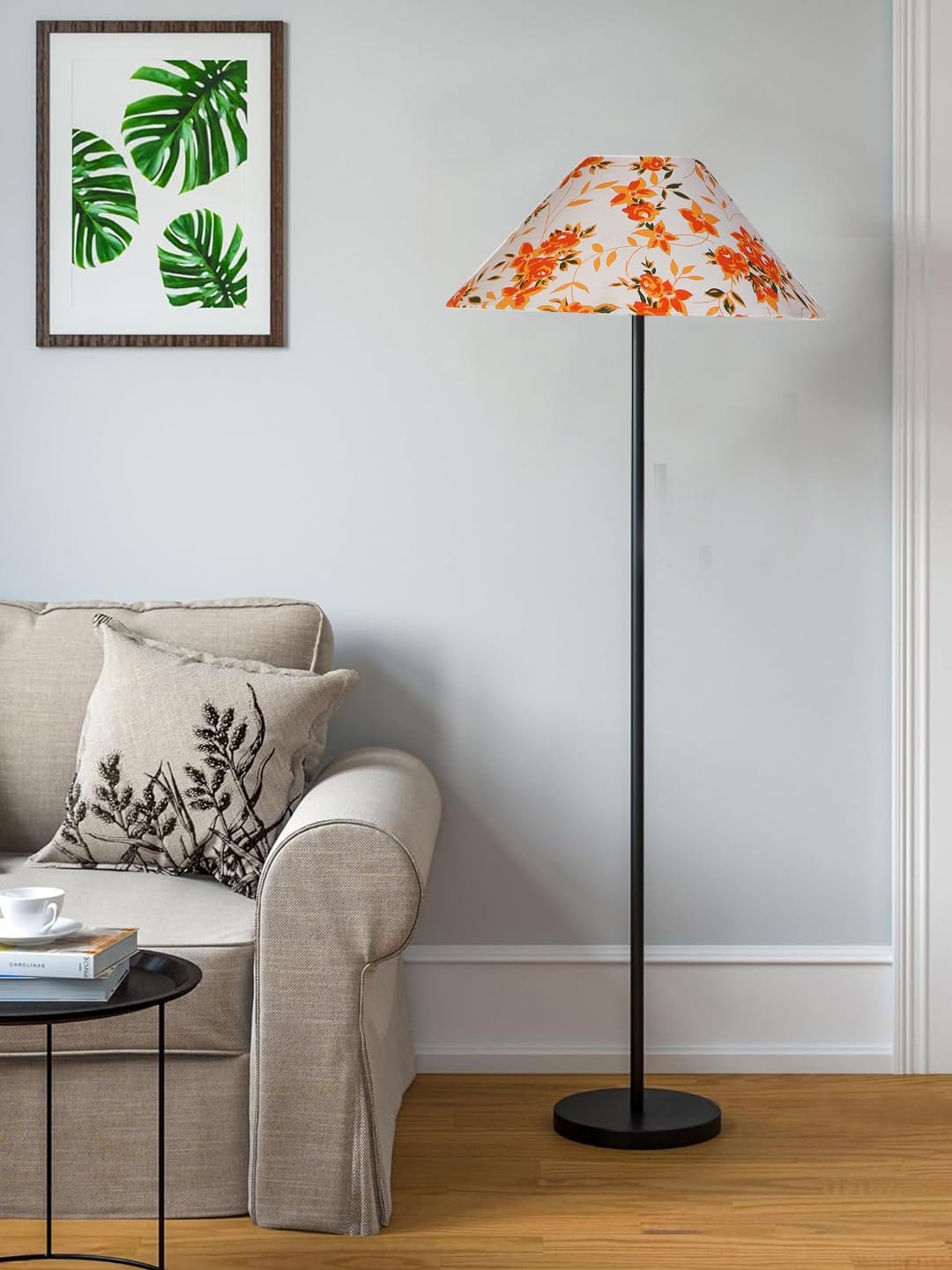 Multicolor Coolie Cotton Shade Floor lamp with Black Wood Base for Decoration/Office/Home/Gifting/Study .(13x13x55.7 inches)-7