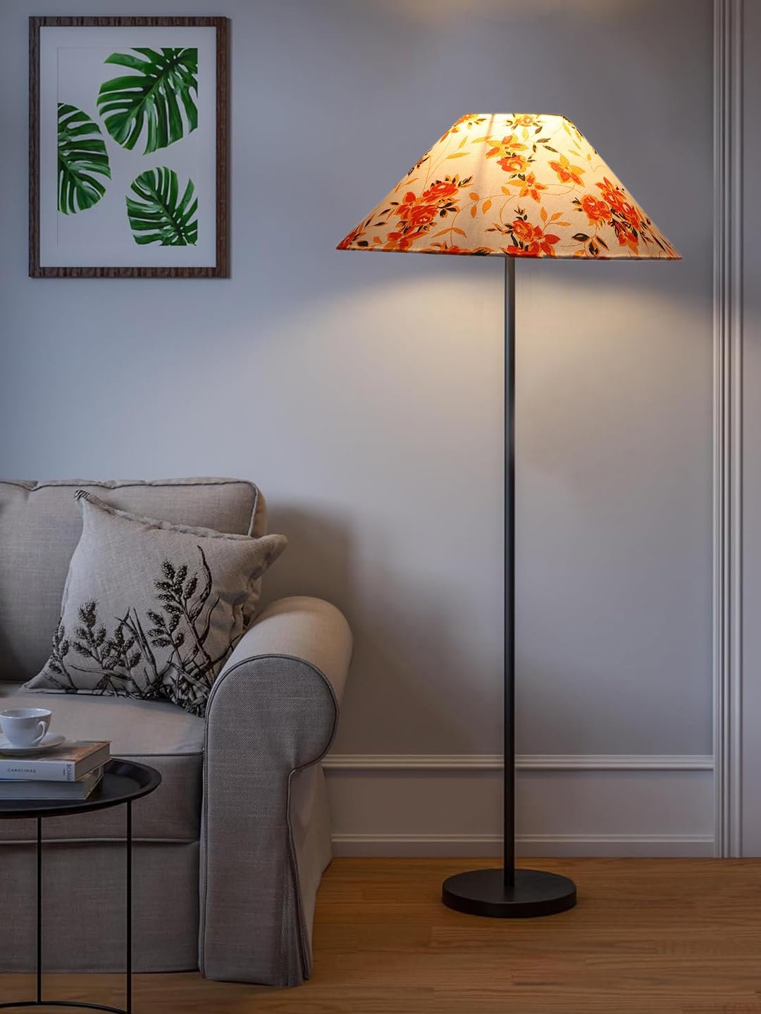 Multicolor Coolie Cotton Shade Floor lamp with Black Wood Base for Decoration/Office/Home/Gifting/Study .(13x13x55.7 inches)-7