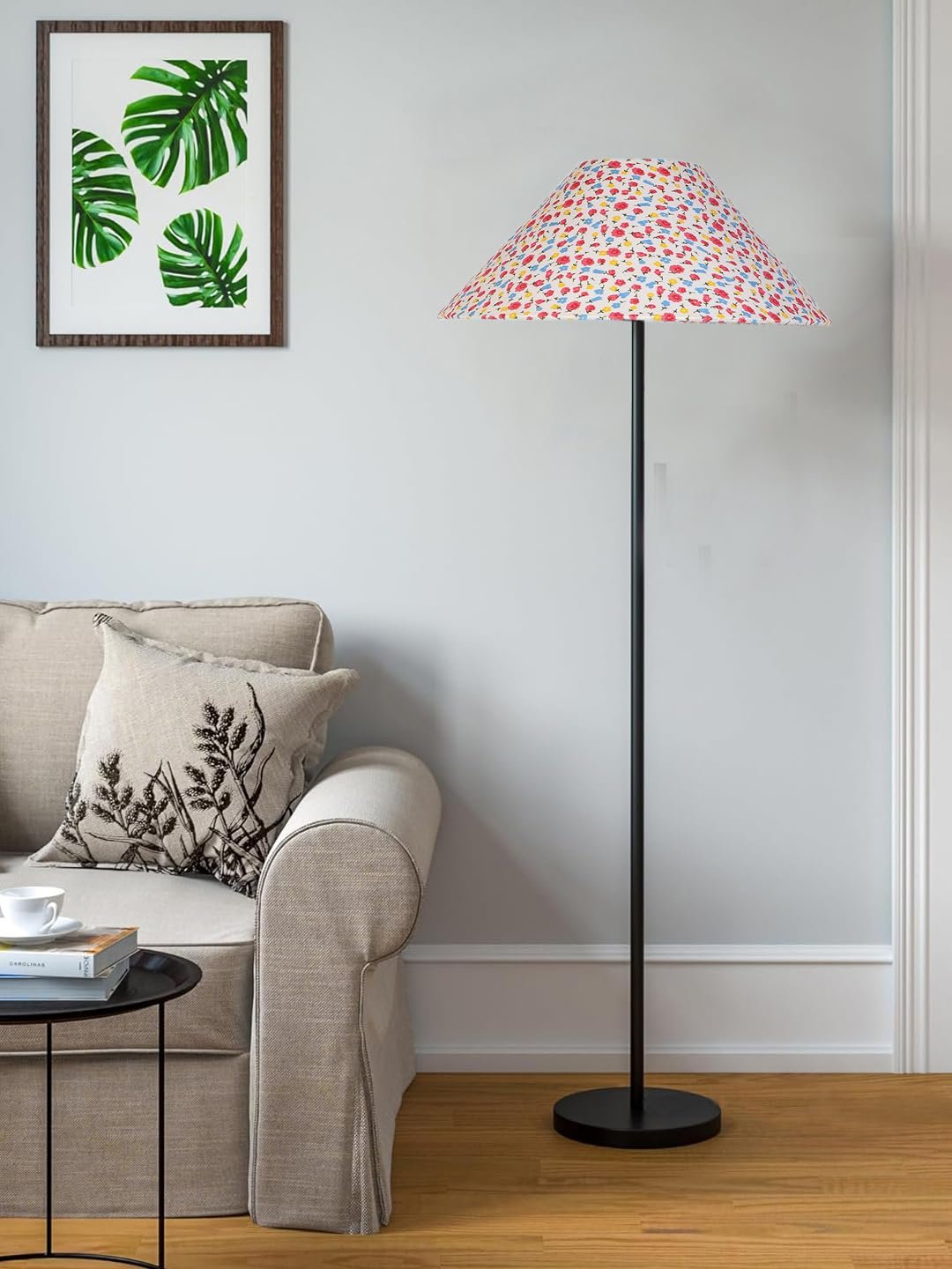 Multicolor Coolie Cotton Shade Floor lamp with Black Wood Base for Decoration/Office/Home/Gifting/Study .(13x13x55.7 inches)-8