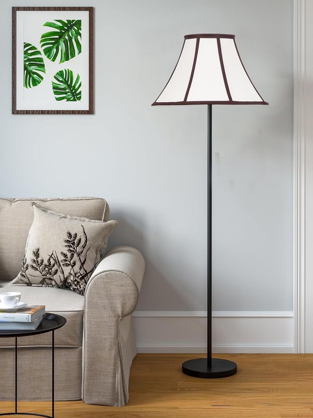 Multicoloured Cotton Shade Floor lamp with Black Wood Base for Decoration/Office/Home/Gifting/Study-(12x12x56.7 inches)