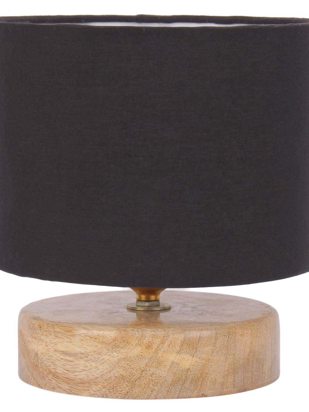 Black Cotton Shade Lamp with Natural Wood Basefor Decoration/Office/Home/Gifting/Study for Office/Home/Gifting -(7x7x7) Inches -