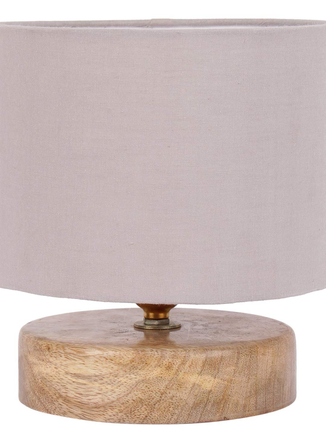 Grey Cotton Shade Lamp with Natural Wood Base for Decoration/Office/Home/Gifting/Study for Office/Home/Gifting -(7x7x7) Inches -