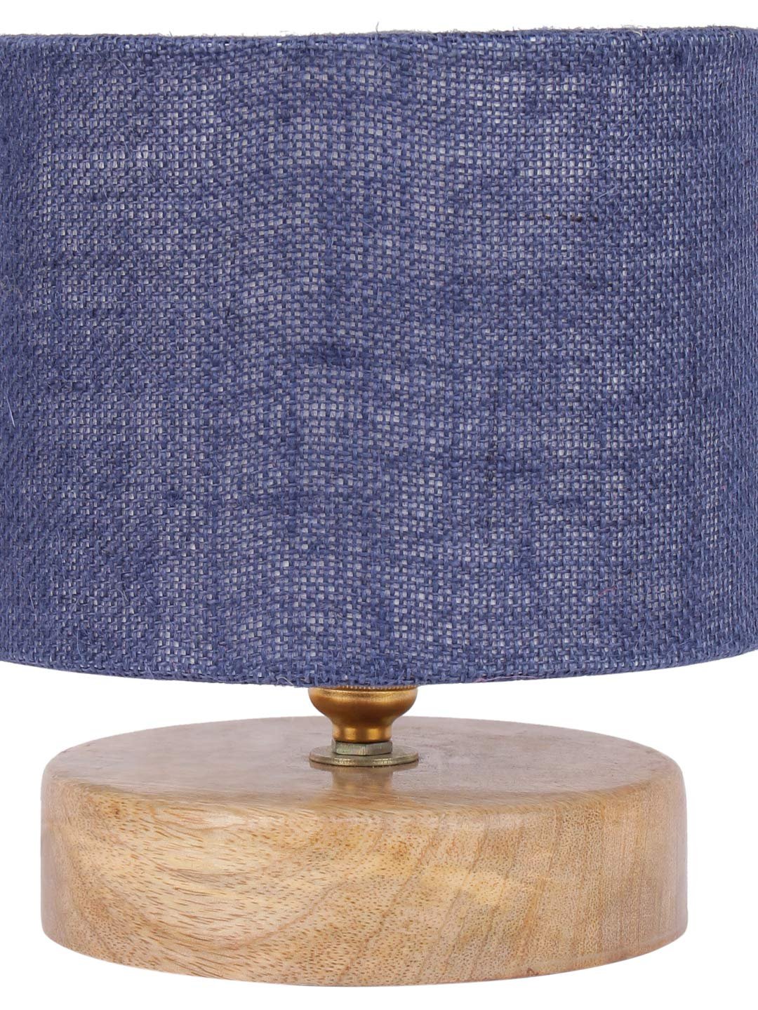 Blue Jute Shade Lamp with Natural Wood Base for Decoration/Office/Home/Gifting/Study for Office/Home/Gifting -(7x7x7) Inches -