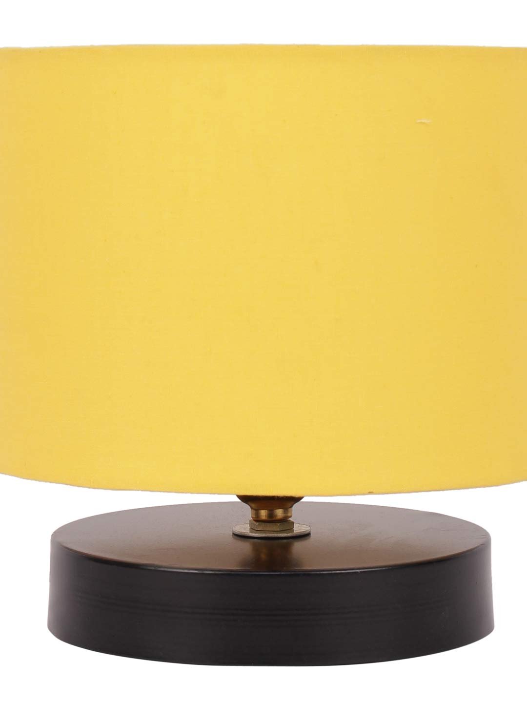Yellow Cotton Shade Lamp with Black Black Wood Base for Decoration/Office/Home/Gifting/Study for Office/Home/Gifting -(7x7x7) Inches -