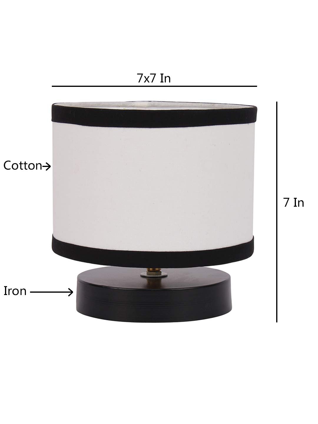 White & Black Shade Lamp with Black Wood Base for Decoration/Office/Home/Gifting/Study for Office/Home/Gifting -(7x7x7) Inches -