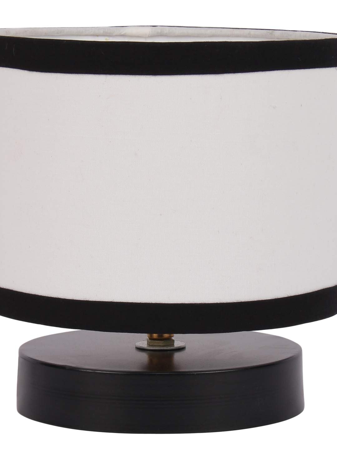White & Black Shade Lamp with Black Wood Base for Decoration/Office/Home/Gifting/Study for Office/Home/Gifting -(7x7x7) Inches -