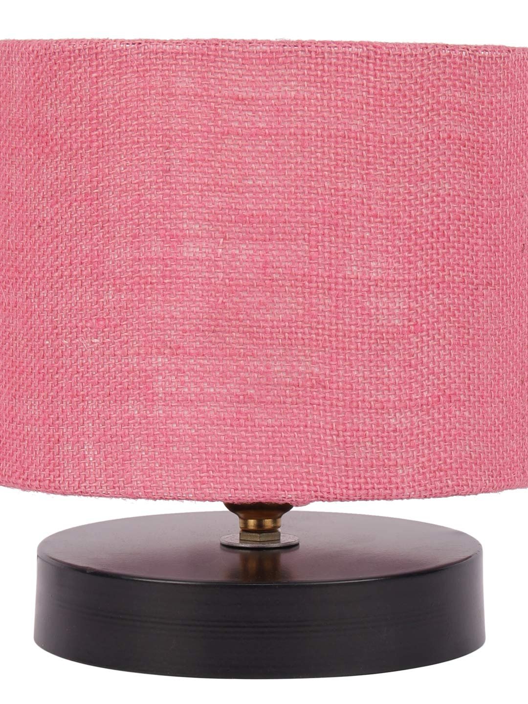 Pink Jute Shade Lamp with Black Wood Base for Decoration/Office/Home/Gifting/Study for Office/Home/Gifting -(7x7x7) Inches -