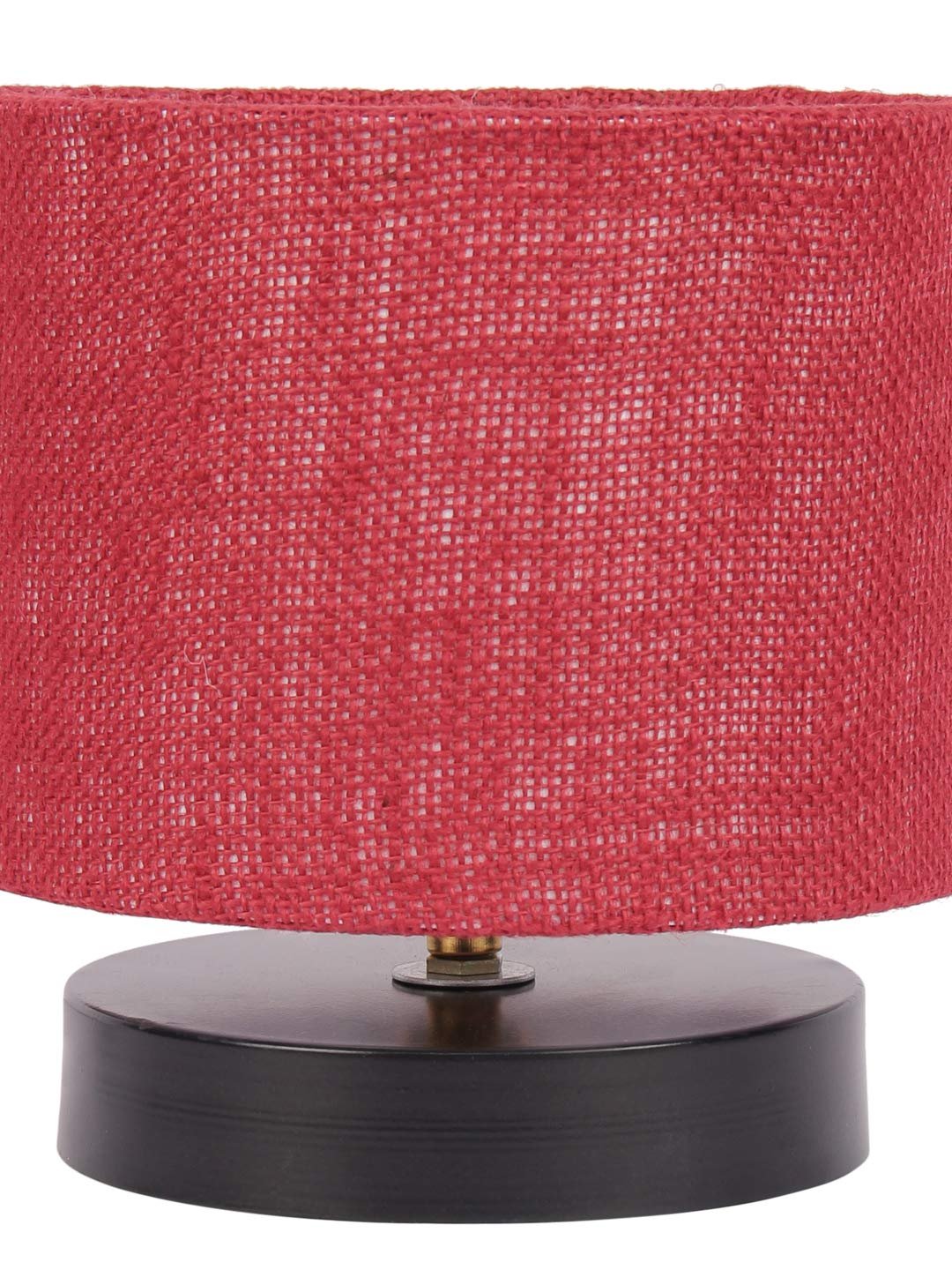 Maroon Jute Shade Lamp with Black Wood Base for Decoration/Office/Home/Gifting/Study for Office/Home/Gifting -(7x7x7) Inches -