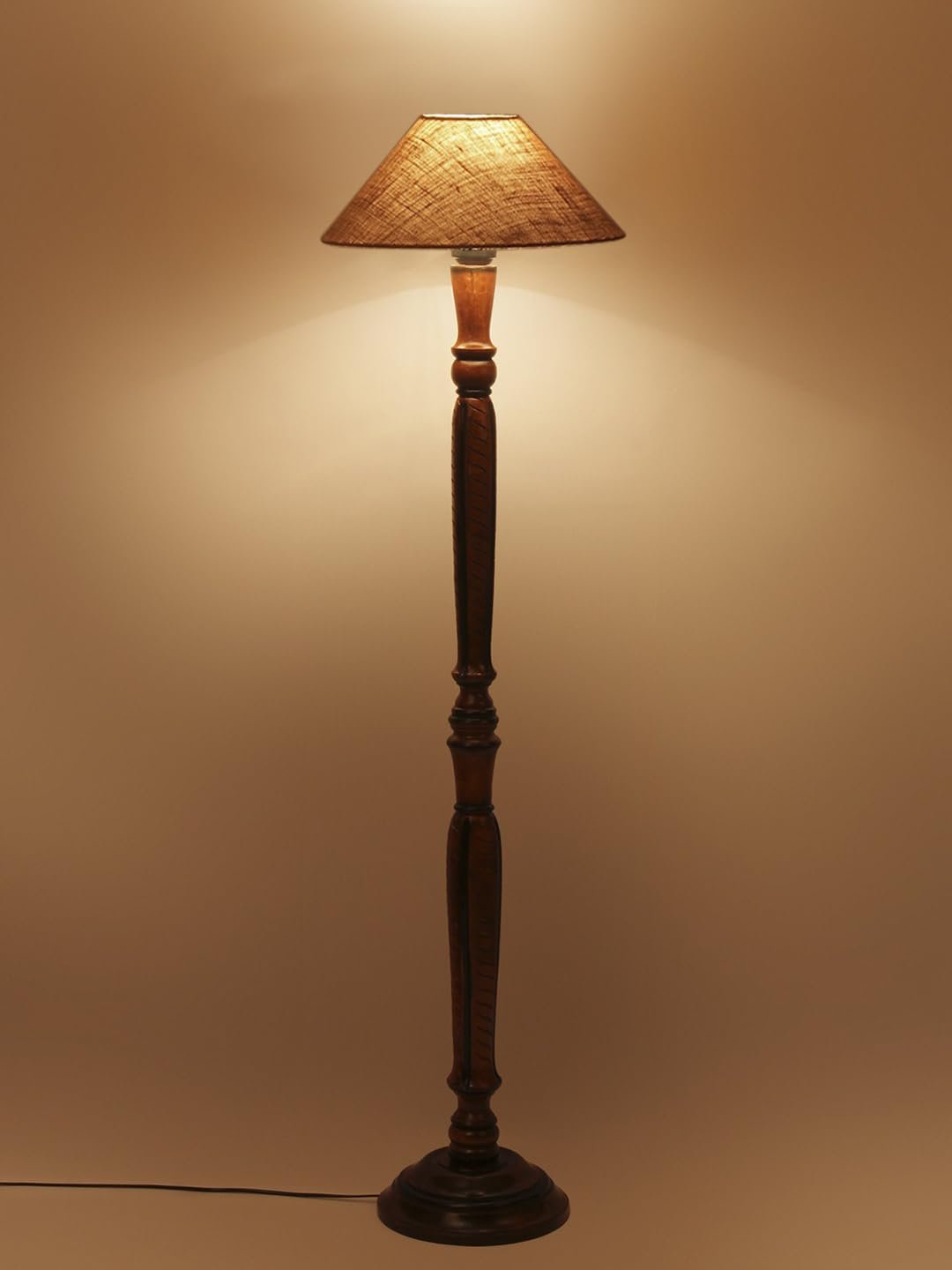 Beige Jute Wooden Floor Lamp -1