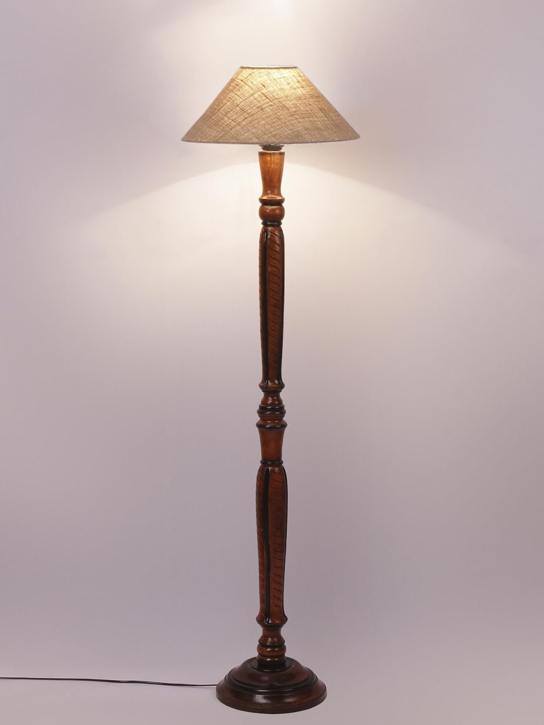 Beige Jute Wooden Floor Lamp -1