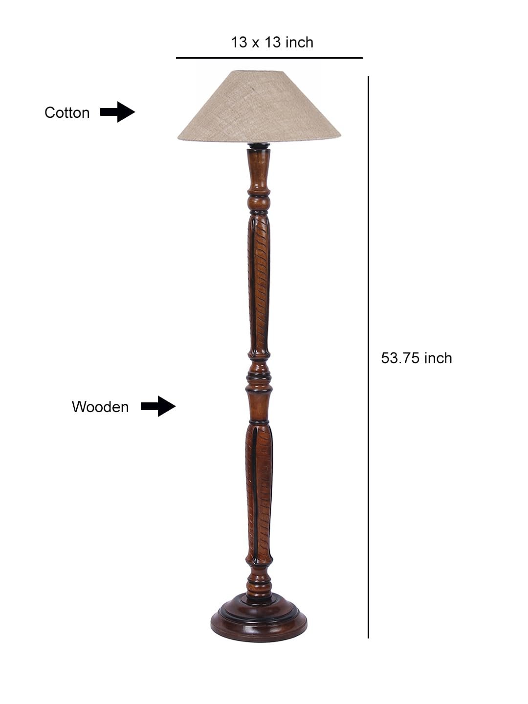 Beige Jute Wooden Floor Lamp -1