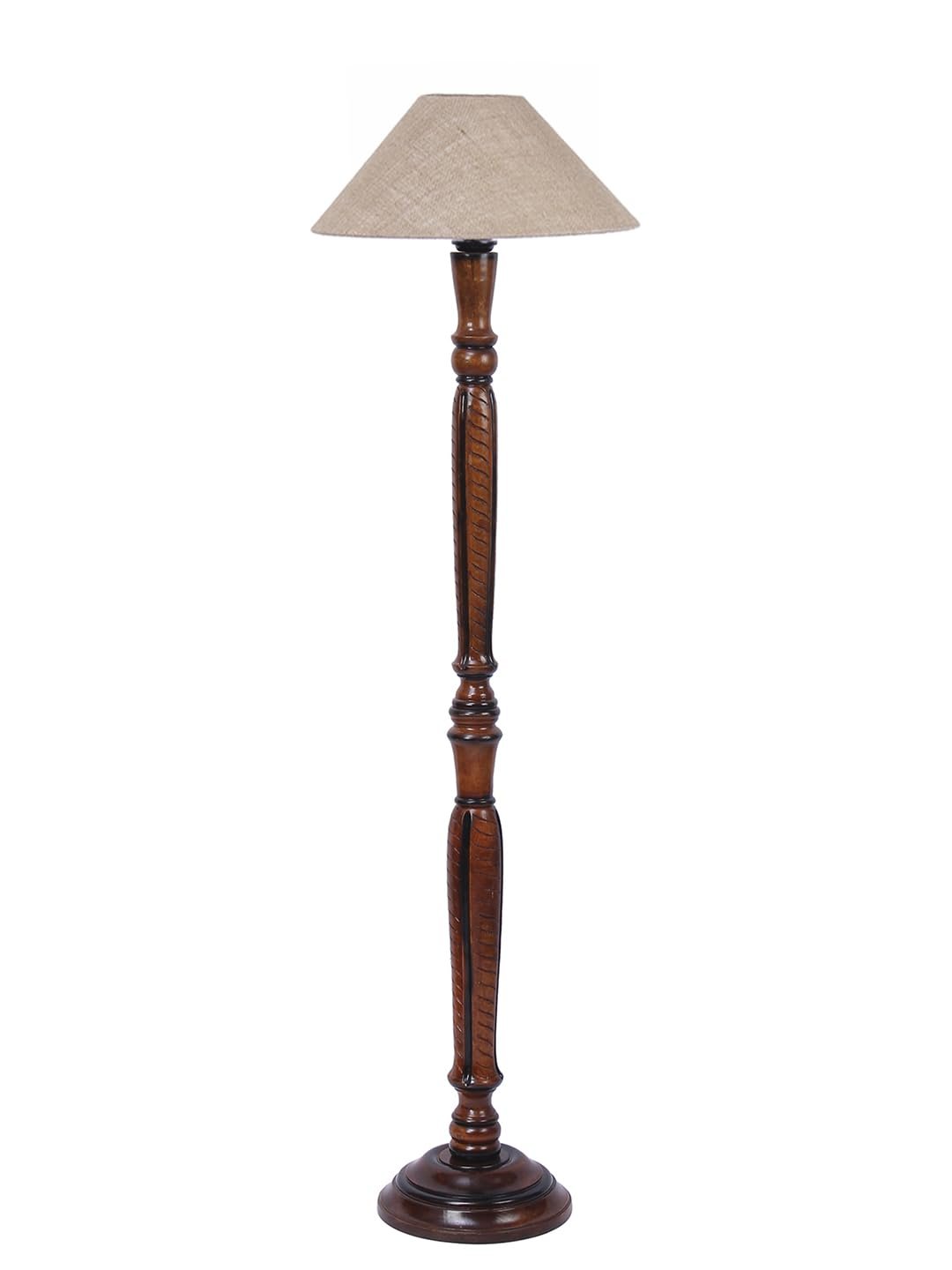 Beige Jute Wooden Floor Lamp -1