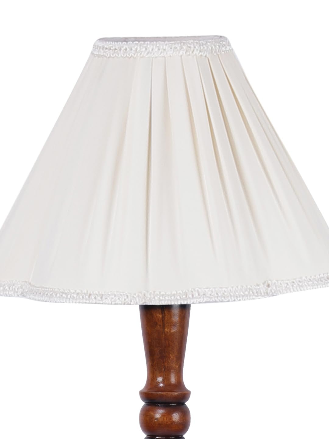 Vintage Cotton Shade Wood Floor Lamp -2