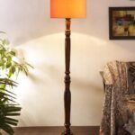 Orange Cotton Wooden Floor lamp -3