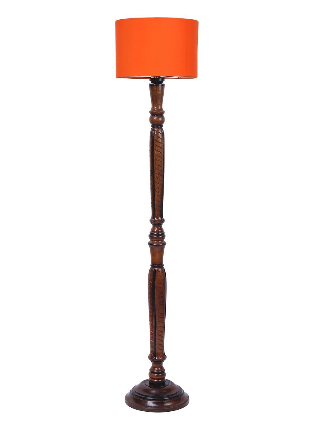 Orange Cotton Wooden Floor lamp -3