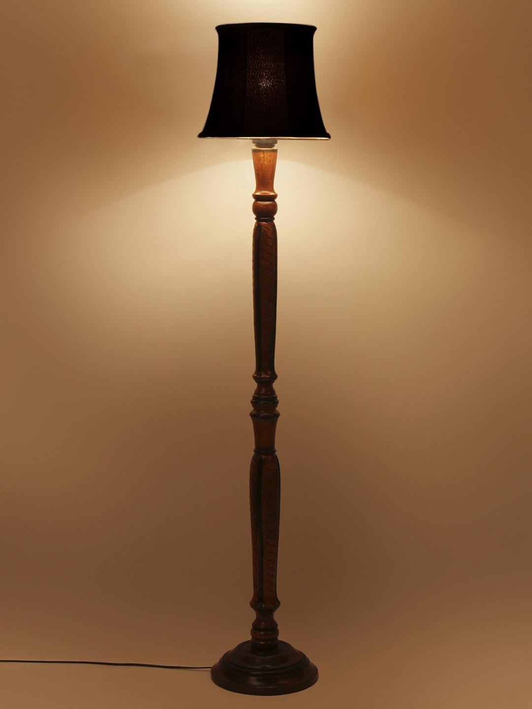 Black Cotton Wooden Floor Lamp -5