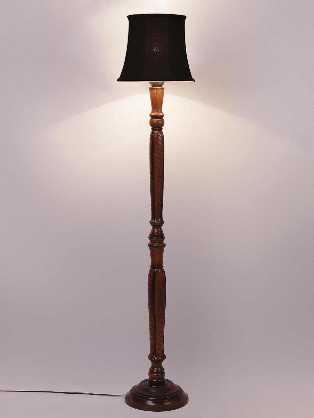 Black Cotton Wooden Floor Lamp -5