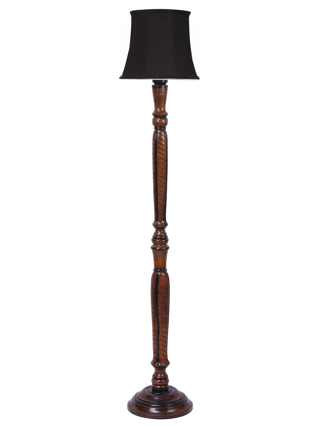 Black Cotton Wooden Floor Lamp -5