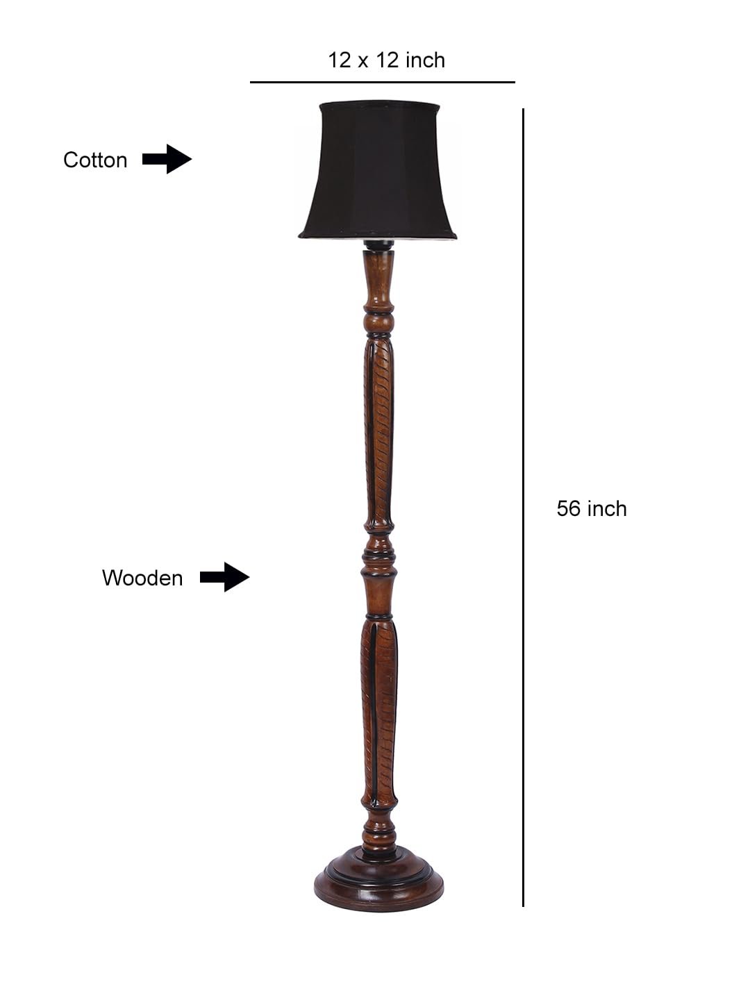 Black Cotton Wooden Floor Lamp -5
