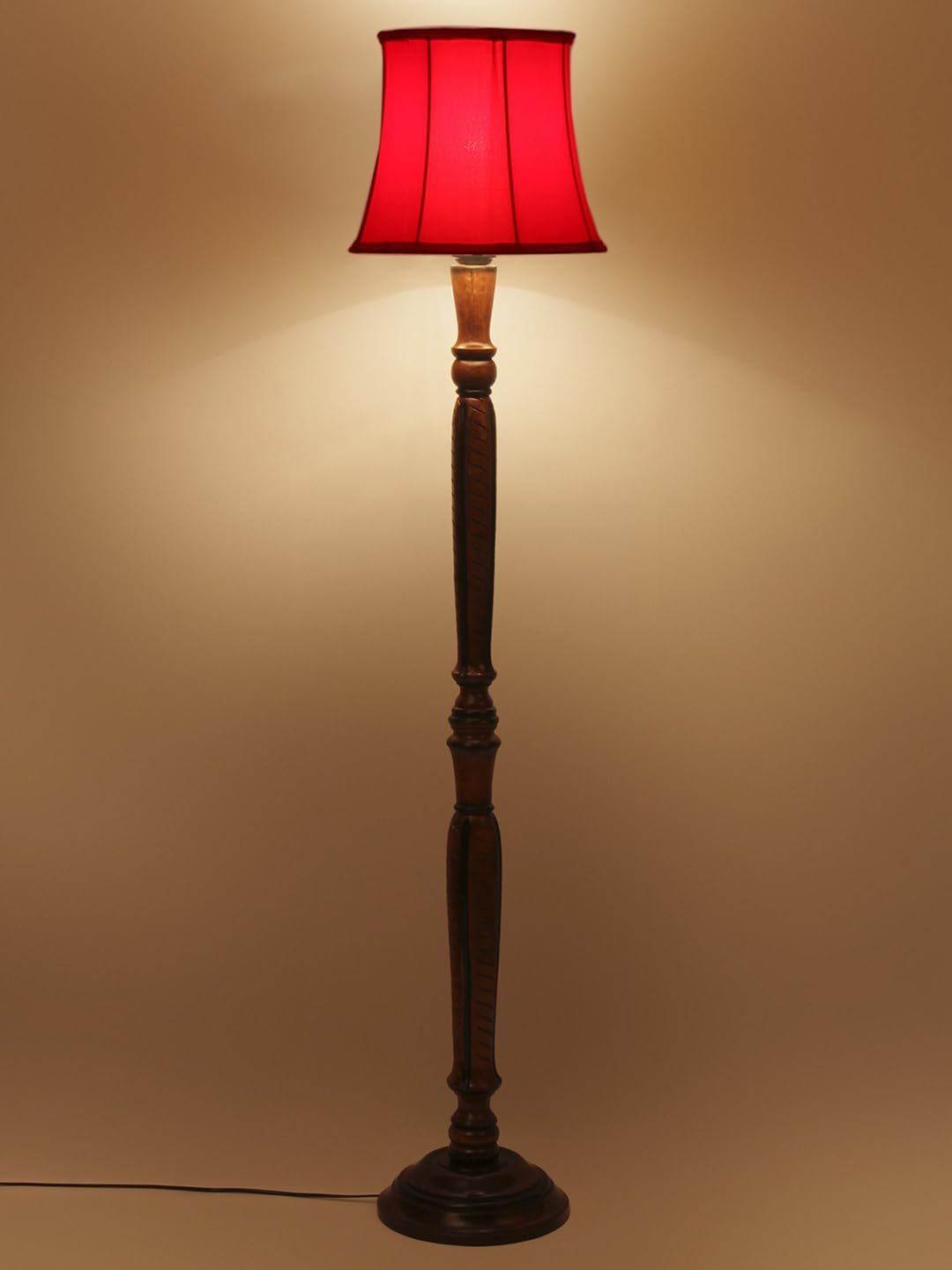Red Cotton Wooden Floor Lamp -6